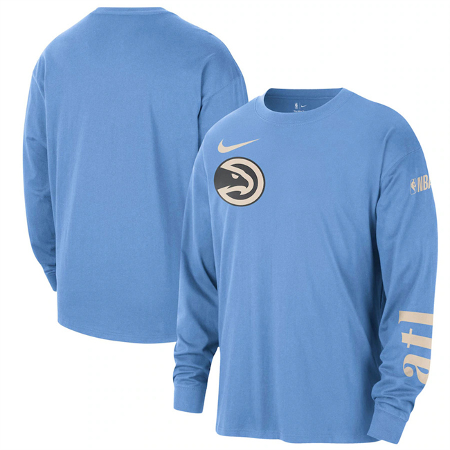 Men's Atlanta Hawks Light Blue 2024/25 City Edition Courtside Max90 Heavyweight Long Sleeve T-Shirt